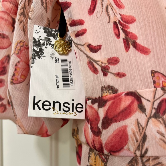 NWT Kensie Pink Pleated Butterfly Flowers Dress - Picture 11 of 14